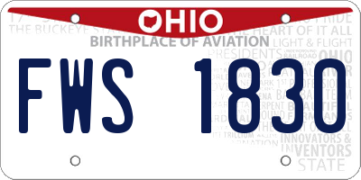 OH license plate FWS1830