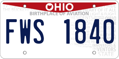 OH license plate FWS1840