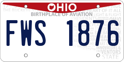 OH license plate FWS1876