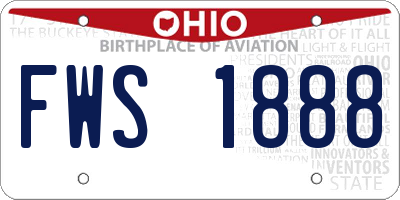 OH license plate FWS1888