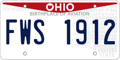 OH license plate FWS1912