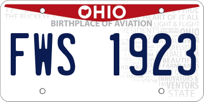 OH license plate FWS1923