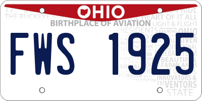 OH license plate FWS1925