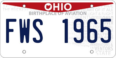 OH license plate FWS1965