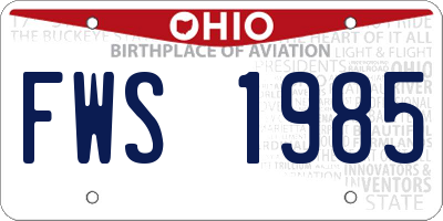 OH license plate FWS1985