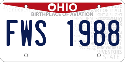 OH license plate FWS1988