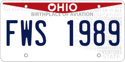 OH license plate FWS1989