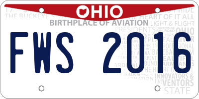 OH license plate FWS2016
