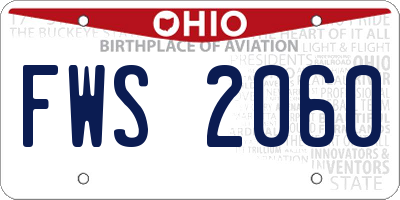 OH license plate FWS2060