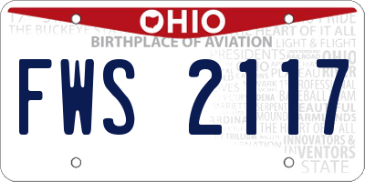 OH license plate FWS2117