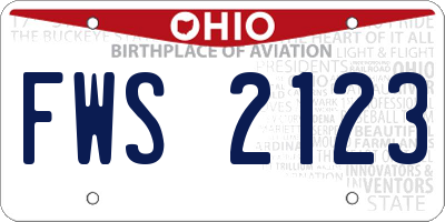 OH license plate FWS2123