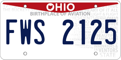 OH license plate FWS2125