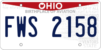 OH license plate FWS2158