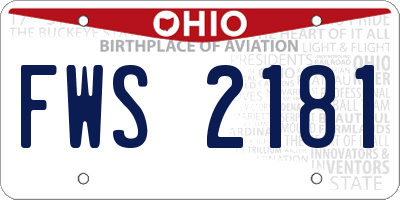 OH license plate FWS2181