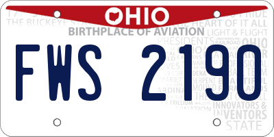 OH license plate FWS2190