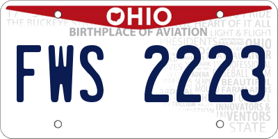 OH license plate FWS2223