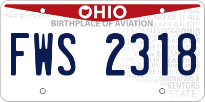 OH license plate FWS2318
