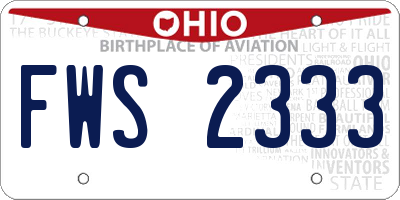 OH license plate FWS2333