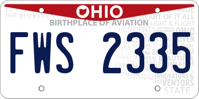 OH license plate FWS2335