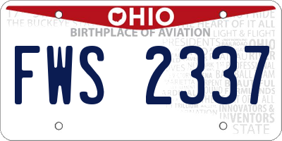 OH license plate FWS2337