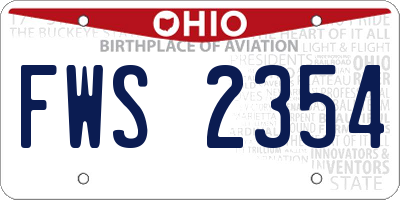 OH license plate FWS2354