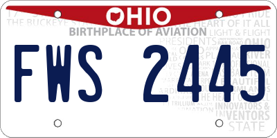 OH license plate FWS2445