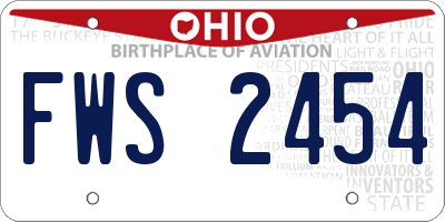 OH license plate FWS2454