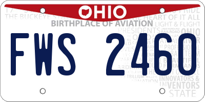 OH license plate FWS2460