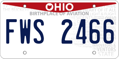OH license plate FWS2466