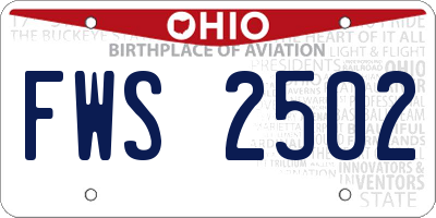 OH license plate FWS2502