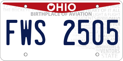 OH license plate FWS2505