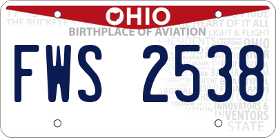 OH license plate FWS2538