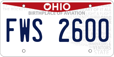OH license plate FWS2600