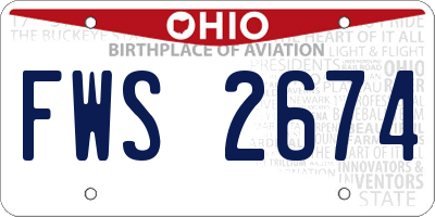 OH license plate FWS2674