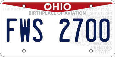 OH license plate FWS2700