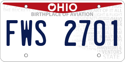 OH license plate FWS2701