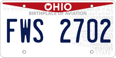 OH license plate FWS2702
