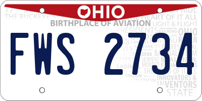 OH license plate FWS2734