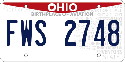 OH license plate FWS2748