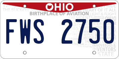 OH license plate FWS2750
