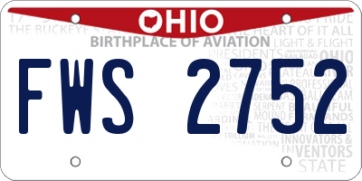 OH license plate FWS2752