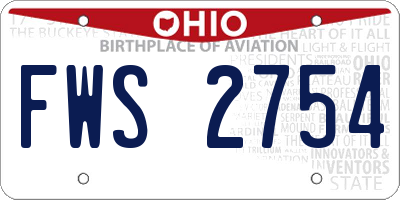 OH license plate FWS2754