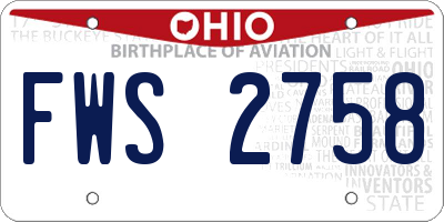 OH license plate FWS2758
