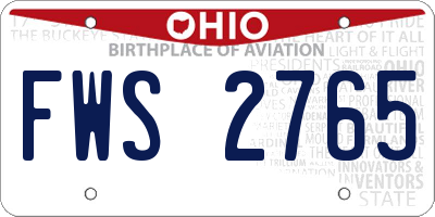 OH license plate FWS2765