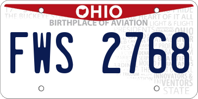 OH license plate FWS2768