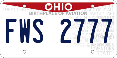 OH license plate FWS2777