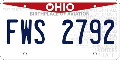 OH license plate FWS2792