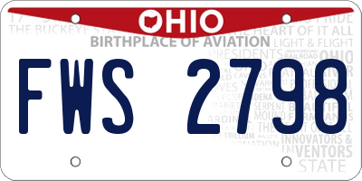 OH license plate FWS2798