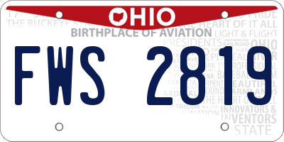 OH license plate FWS2819