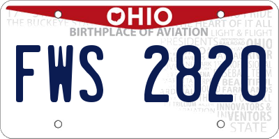 OH license plate FWS2820